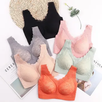 

Wireless Contour Bra Lace Breathable Underwear Seamless Stretchy for Sports Running Bra Sports Bras top vest