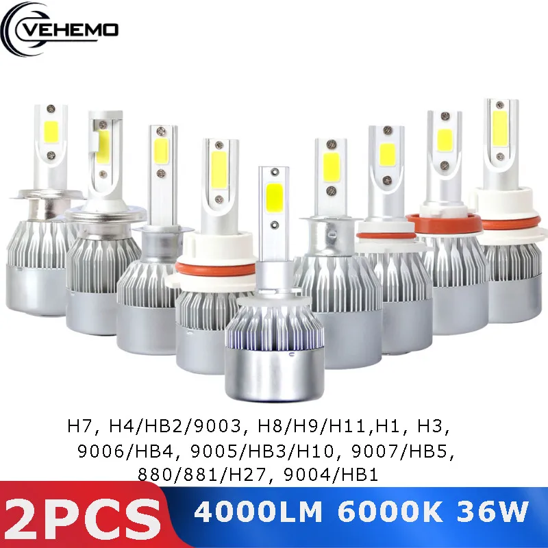

Vehemo 2PCS H7 H1 H3 9005 HB3 H10 DC12-24V Car LED Headlight Bulbs Front Lamp High Power LED Headlight Fog Light