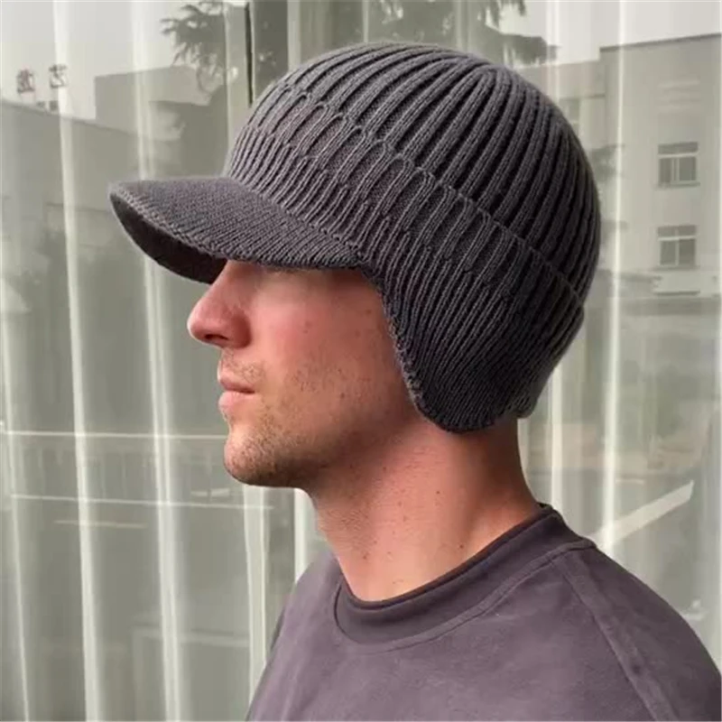 Winter Men's Knitted Hat Outdoor Riding Camping Warm Ear