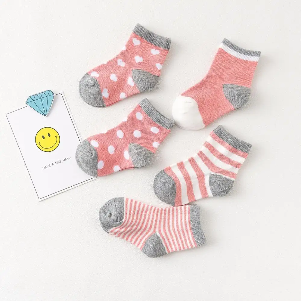 

Wholesale Base Color Set Thicken Comfort Cotton Spring Fall Newborn Kids Boy Baby Girl Dot Striped Socks