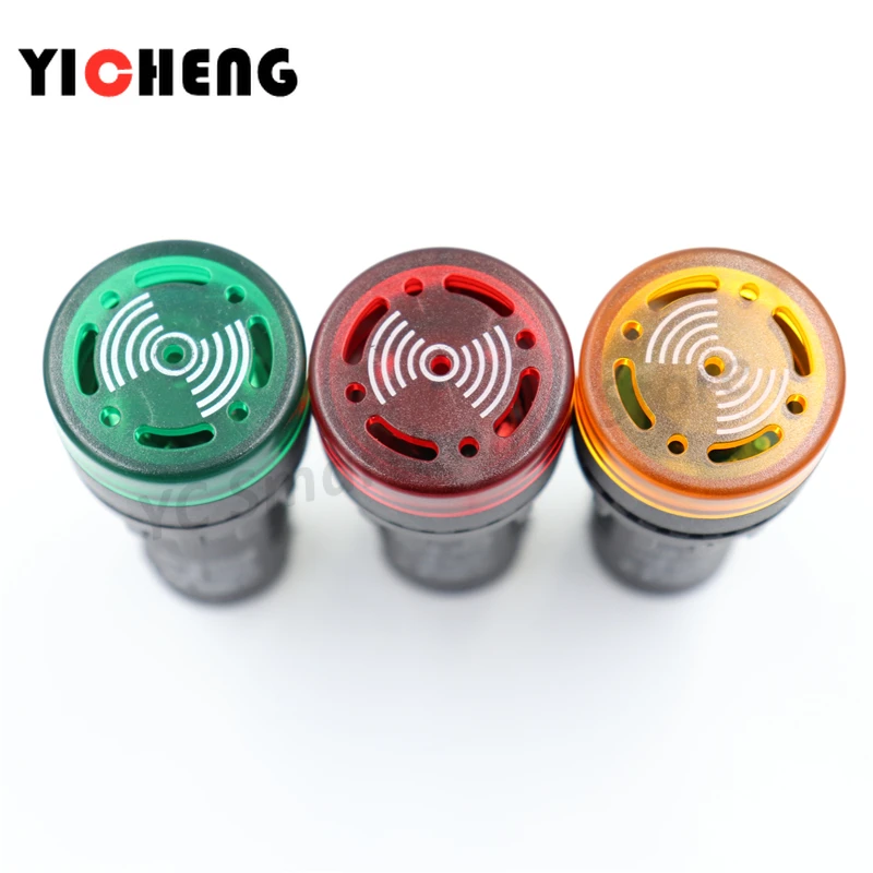 sourcing map AC 220V Indicateur Lampe Buzzer Vert Clignotement Alarme 22mm Panel LED Indicateur