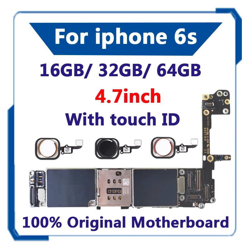 

100% Original 16gb /32gb / 64gb Motherboard for iphone 6s Unlocked Logic Boards for iphone 6s Without / with Fingerprint