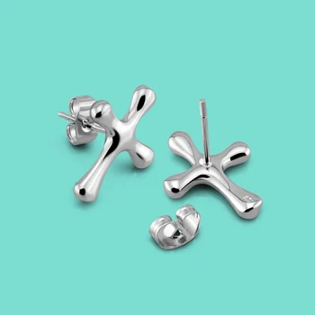 

Fashion female female sterling silver earrings crucified pattern design lady popular jewelry solid silver earrings birthday gift