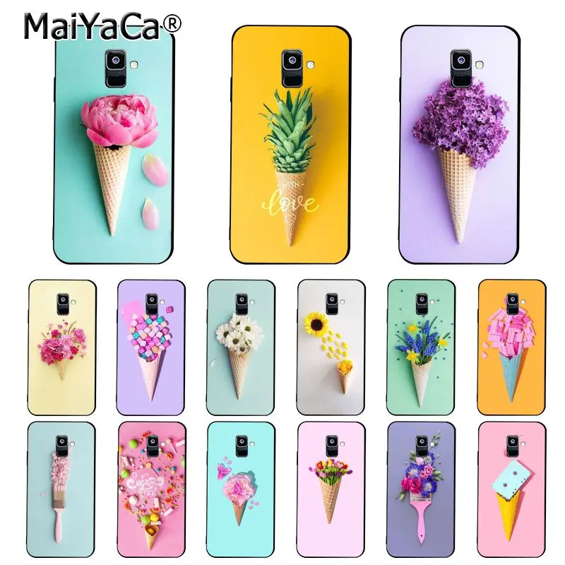 

MaiYaCa candy colors ice cream Flower Paintbrush art PhoneCase For Samsung Galaxy A7 A8 A6 Plus A750 A9 2018 A50 A70 A20 A30 A40
