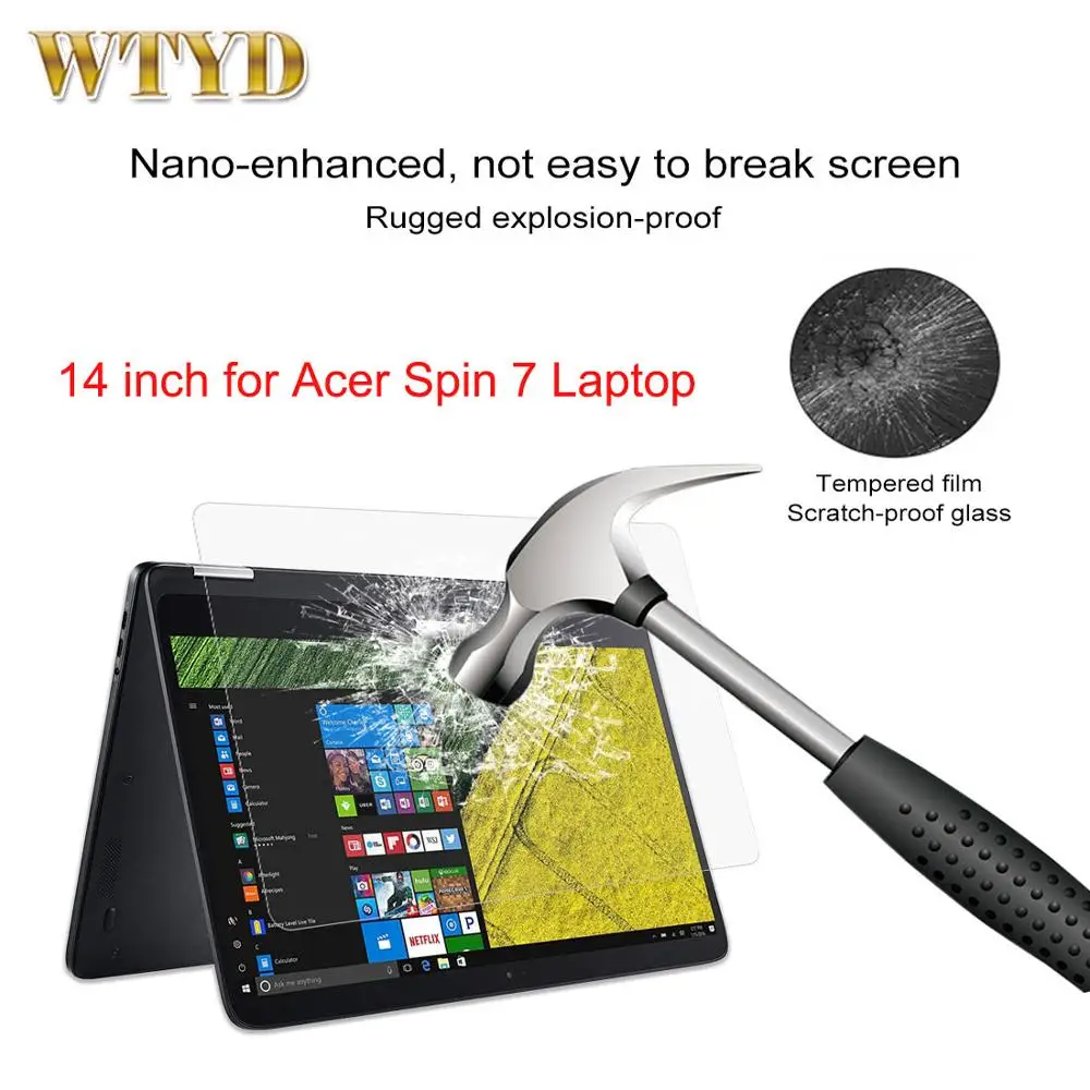 14 inch Laptop Screen HD Tempered Glass Protective Film for Acer Spin 7 Laptop - SP714-51-M5CD Screen Protector Screen Guard