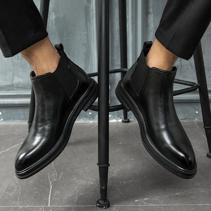 Men Chelsea Boots Winter Leather Fashion Brand Autumn Footwear