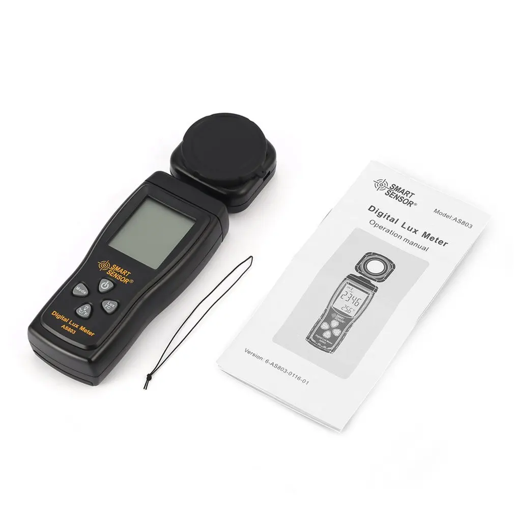 

SMART SENSOR AS803 Digital Lux Meter Luminance Tester Light Meter 1-200000 Lux Tools Photometer Spectrometer Actinometer