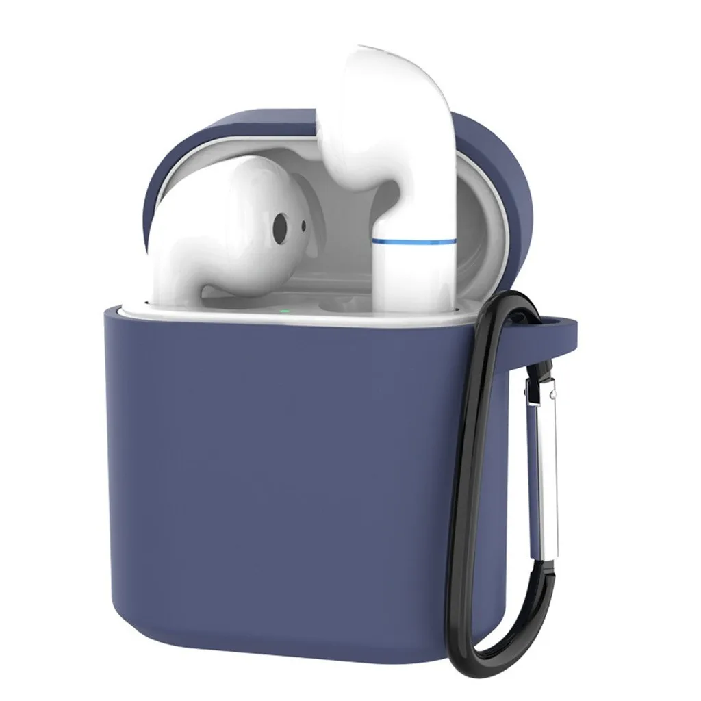 Мягкий силиконовый защитный чехол от потери с крючком для AirPods защита пыли