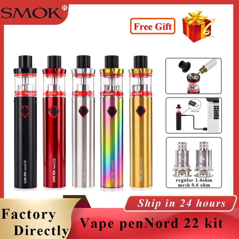 

In stock SMOK vape pen Nord 22 Starter Kit Vape pod 2000mAh Battery 3.6ML atomizer Vape Pen electronic cigarette kit vs vape pen