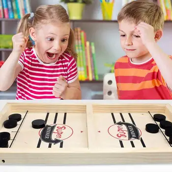 

Funny Portable Wooden Fast Sling Puck Slingpuck Board Tabletop Game Parent-child Interactive Toys for Adult Kids Party 23x12x2in