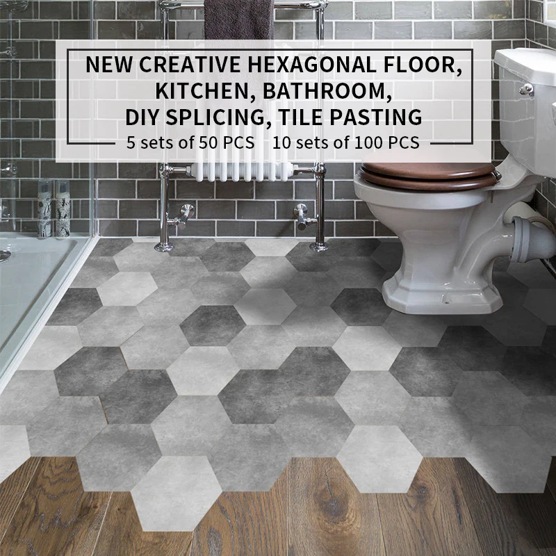 Waterproof Bathroom Floor Stickers Peel Stick Self Adhesive Floor Tiles Kitchen Living Room Decor Non Slip Floor Decal Wall Stickers Aliexpress