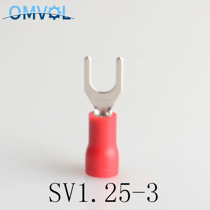 100 шт Изолированные Наконечники провода SV1.25-3 электрические наконечники обжимной клеммы