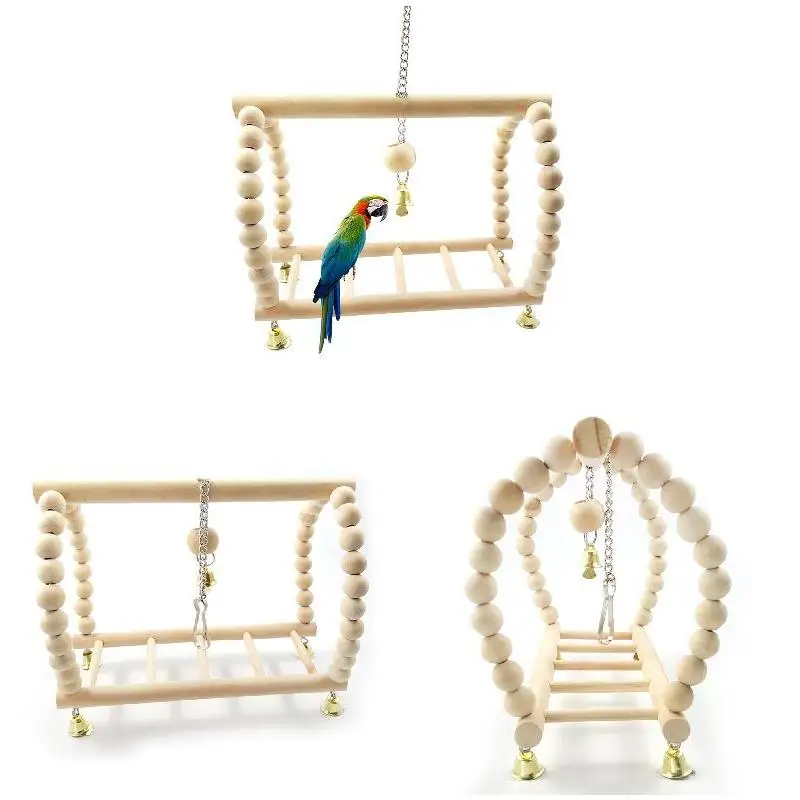 Newly Pet Bird Cockatiel Parrots Suspension Bridge Perches Stand Platform Climbing Ladder Toy