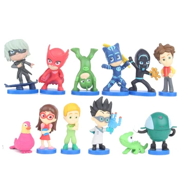 

12pcs PJ Masks Toy Cartoon Anime Figures 3-6cm Toys Pj Mask Catboy Owlette Gekko Juguete Action Figure for Kid Gift Halloween
