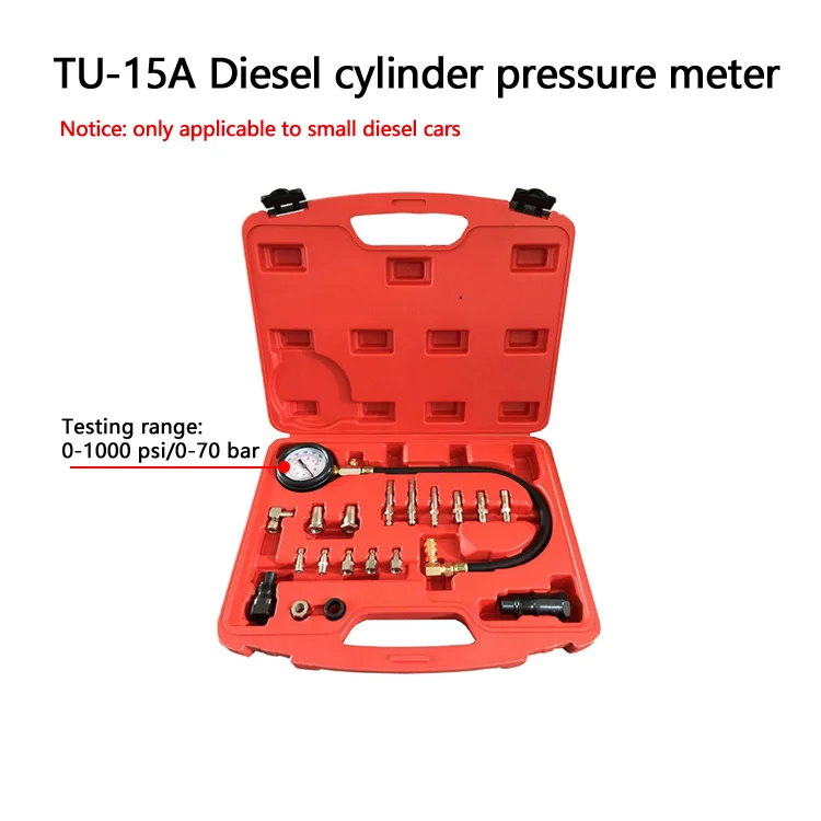 TU-15 Diesel Engine Compression Cylinder Pressure Tester Gauge Kit