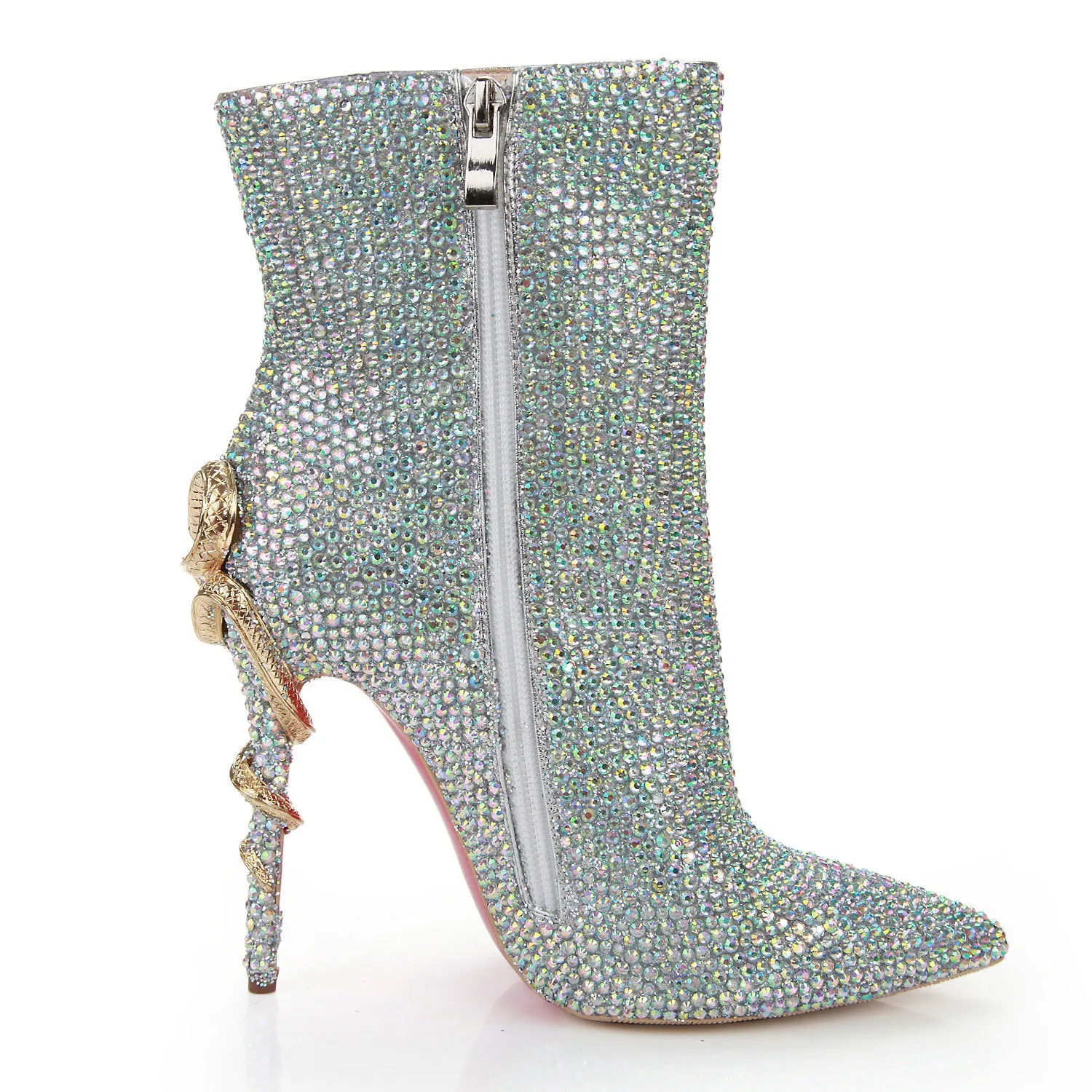 

2019 High With Sharp Zipper Diamond Short Boots
