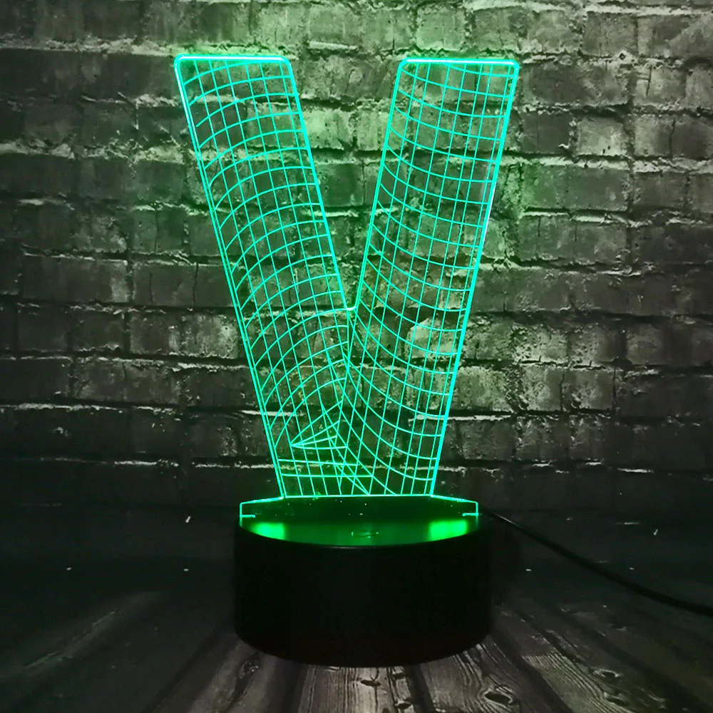 Новое 3D освещение Алфавит буквы V Виктори настольная лампа USB цветной светодиодный ночник Сенсорное украшение дома детский подарок на праздник