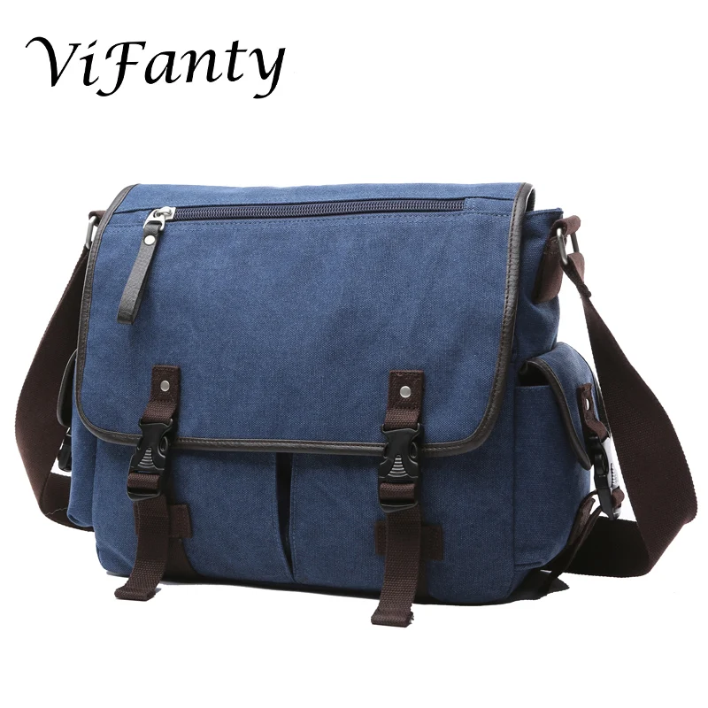 Мужская мессенджер, школьная сумка на плечо, винтажная сумка через плечо, военная сумка для ноутбука - Цвет: Deep Blue