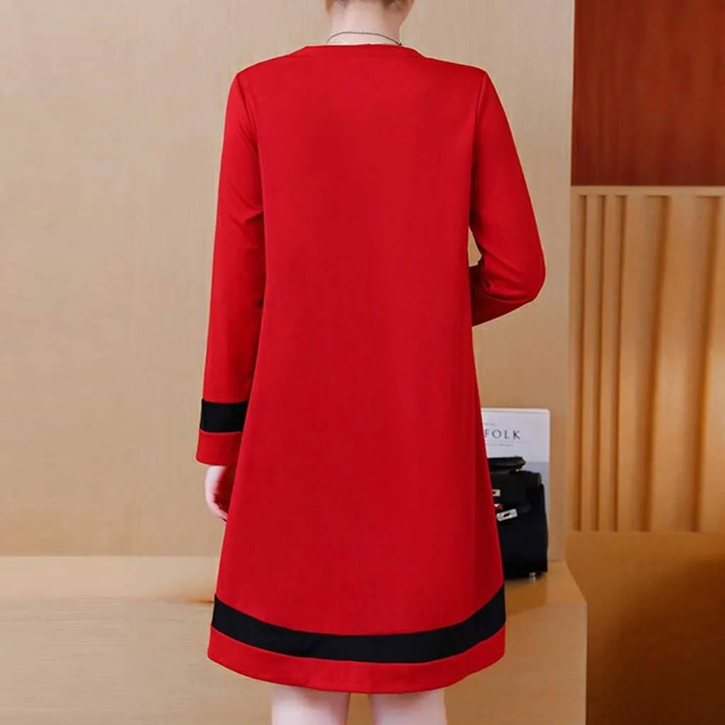 Корейское вечернее платье большого размера, Осеннее пышное платье для женщин, Дамское вечернее мини-платье с длинным рукавом, красное, черное, 4XL, Vestido