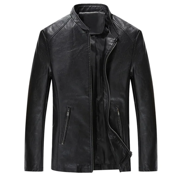 Men PU Jackets Size M-4XL Black / Blue / Wine Red Color Man Fashion Jackets Zipper Fly Fit Spring Autumn Male Jackets - Цвет: Black