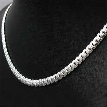 

TF-95 Silver 925 Jewelry Sets For Men 5mm Link Chain Necklace Bracelet Collier Pulseira 2Pcs Costume Jewelery Set