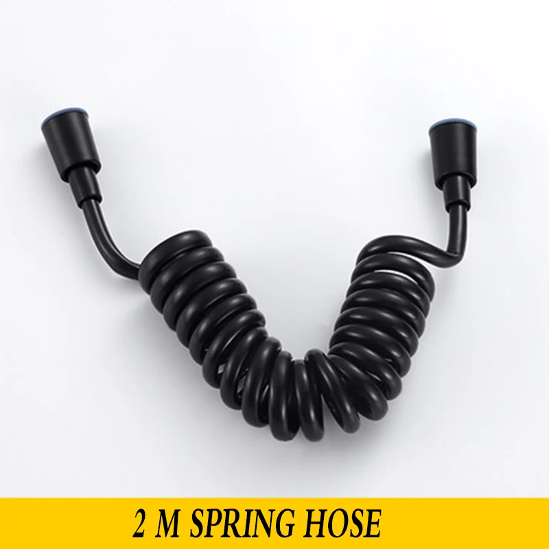 Черный латунный ванная, смеситель для биде высокого давления биде гигиенический душ кран двойной выход двойная ручка гигиенический душ с крюком - Цвет: hose