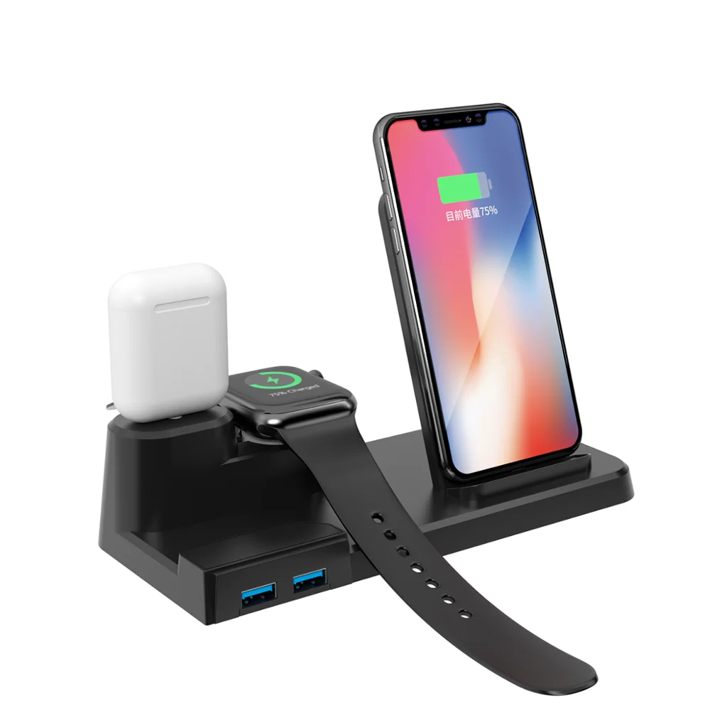 5 в 1 беспроводная зарядная подставка для iPhone 11 Pro XS XR X 8 10 Вт быстрая зарядная док-станция для Airpods Pro Apple Watch 5 4 3 2