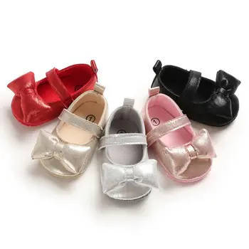 

Newborn infant girl princess shoes comfortable non-slip Soft Sole shoes bow party first walkers shoes