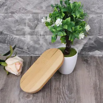 

Oval Oval Shape Bamboo Wood Saucer Plant Tray Mini Plant Flower Pot Stand Favor Succulent Pot Tray Simple Elegant Design Home