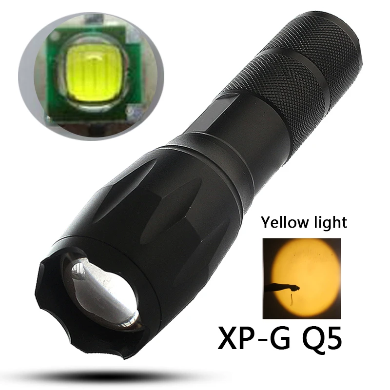 Yellow Q5 XM-L2 U3 Мощный водонепроницаемый светодиодный фонарик 5 цветов портативный фонарь Lanternas Самозащита тактический фонарь - Испускаемый цвет: Yellow Q5