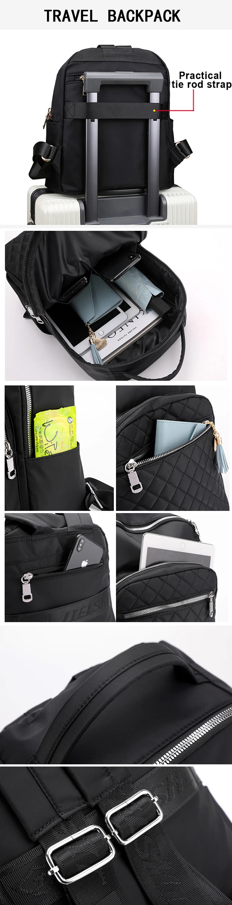 Fashion Large Capacity Solid Women's Waterproof Backpacks Ladies Casual Backpack Simple Nylon Cloth Handbag Mochilas Feminina