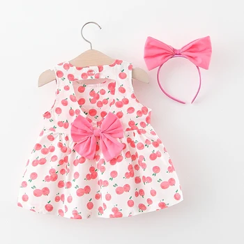 

Summer Baby Girl Dress With Hairbands Cotton Print Infant Toddler Dress Princess Party Birthday Dress Kids Clothes