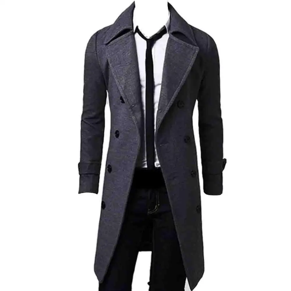 Зимнее шерстяное пальто, мужская приталенная куртка, Мужская модная верхняя одежда, теплые мужские повседневные куртки, шерстяное пальто, пальто размера плюс 5XL - Цвет: Серый