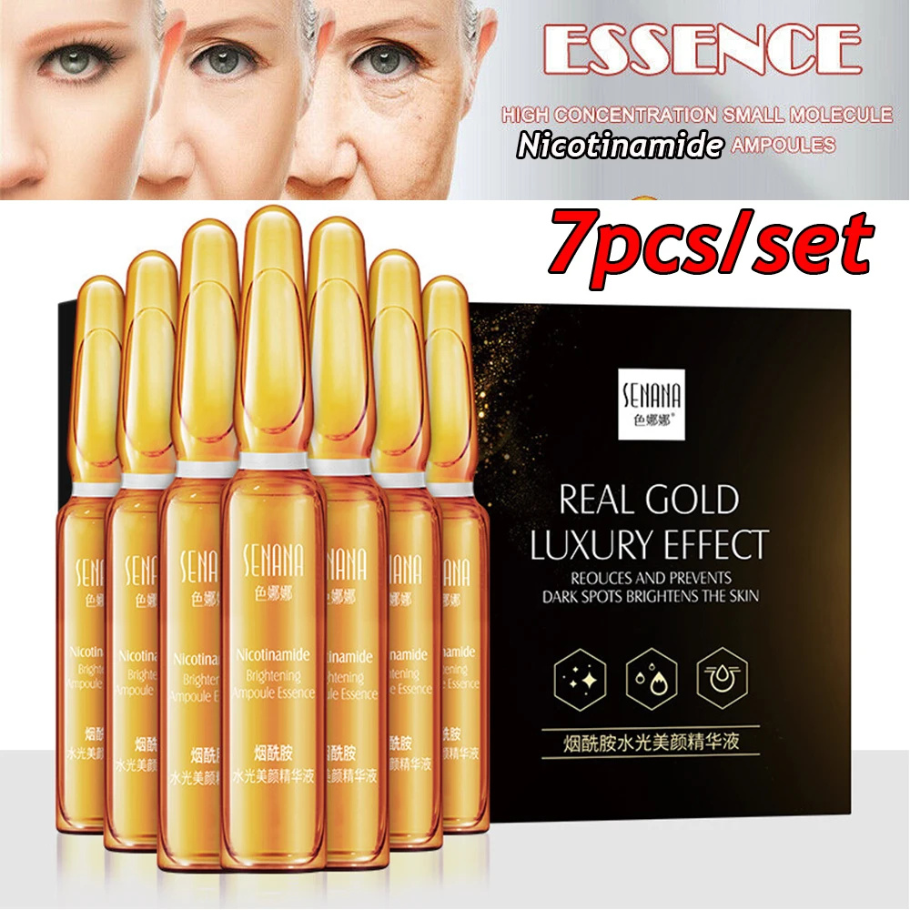 7PCS Hyaluronic acid Nicotinamide Whitening Essence Ampoule Face Essence Shrink Pores Moisturize Anti-Age Wrinkle Skin Care Sets