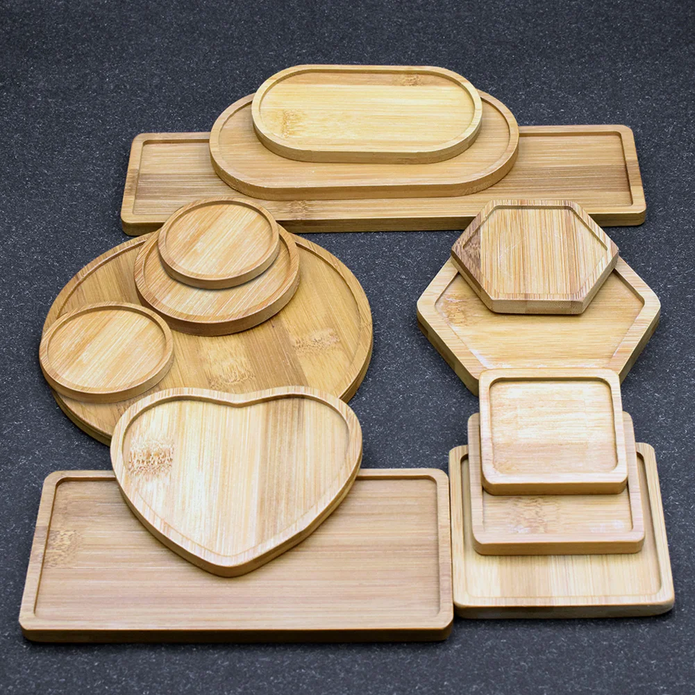 

14 Style Round Square Flower Pots Nursery Planter Bamboo Tray Anti-Fade Gardening Supply Simple Rural Style Home Office Decor