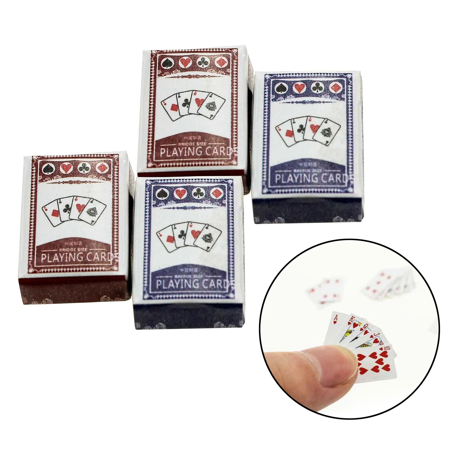 Mikiya 2 Jeux Miniature Poker 01h12 Mini Dollhouse Cartes à Jouer Modèle Jeu Cute Doll Maison Accessoires Décoration 