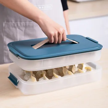 

Kitchen Storage Supplies Portable Refrigerator Dumpling Storage Box Food Organizer With Handle For Home Kitchen