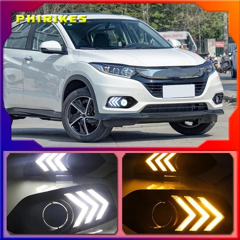 

2PCS LED Daytime Running Light For Honda HRV HR-V Vezel 2019 Yellow Turn Signal Function 12V Car DRL Fog Lamp Decoration