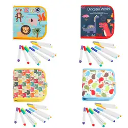 Детские забавные нарисованные красками коврики для книг с 12 шт. кисть для рисования протрите влажные бумажные полотенца для удаления