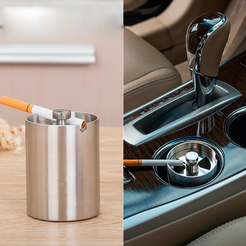 Cap sanding Ashtray Outdoor Windproof Ashtray Stainless Steel Ashtray Car Ashtray Multifunctional#c - Название цвета: Cap sanding