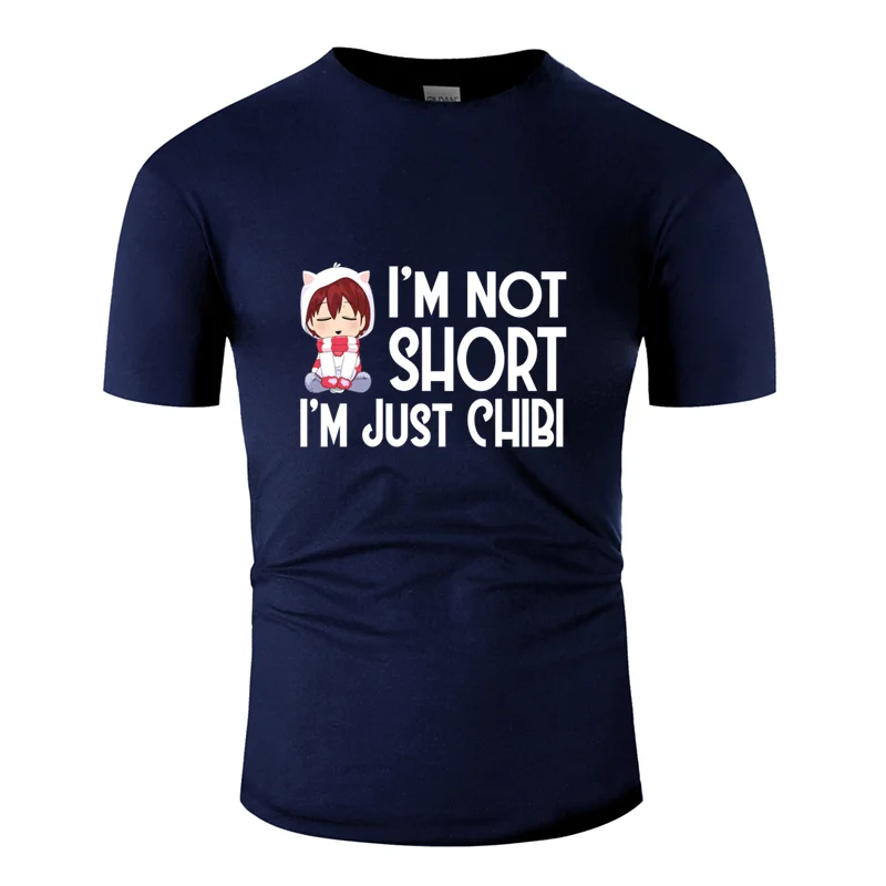 Дизайнерская Повседневная футболка с надписью i'm not короткая i'm chibi для мужчин, Мужская футболка с надписью, известный большой размер S~ 5xl, популярная футболка - Цвет: Men-Navy Blue