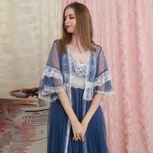 КРУЖЕВНОЙ ХАЛАТ комплект пижамы летние женские Романтический халат ночная рубашка для леди