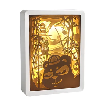 

Atmosphere Lamp Christmas 3D ABS Frame Party Holiday Night Light Craft Birthday Gift Shadow Painting Paper Carving Sculpture Led