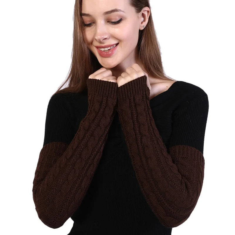 Теплые модные женские рукавицы для рук, рукавицы для девочек, перчатки без пальцев, зимние вязаные гетры для рук