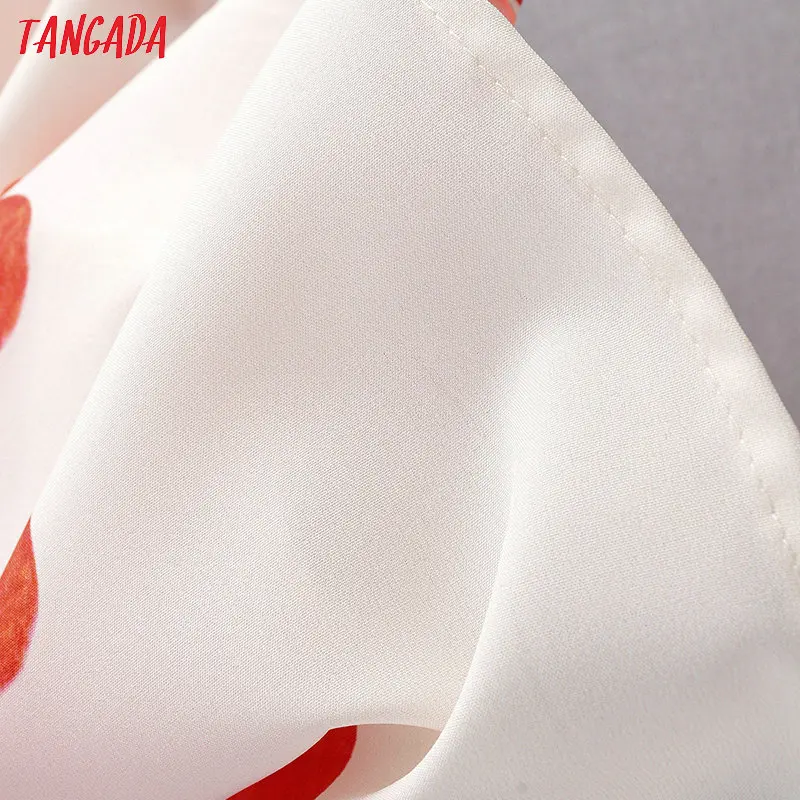 Tangada, модное женское летнее платье, принт красное сердце, молния сзади, расклешенное, короткий рукав, офисное, миди платье, Vestidos 1F36