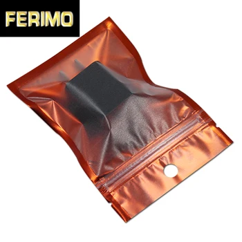 

100Pcs/lot Matte Clear Front Orange Aluminum Foil Zip Lock Package Bag with Round Hang Hole Retail Gift Crafts Mylar Zipper Bag
