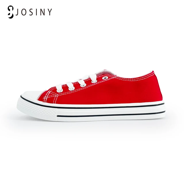 JOSINY Classic Women's Sneakers Sports Canvas Shoes For Women Casual Ladies Flat Lace-up Red