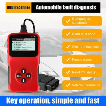 

V309 OBD2 OBDII EOBD Scanner Code Reader Data Tester Auto Scan Diagnostic Tool practical portable device