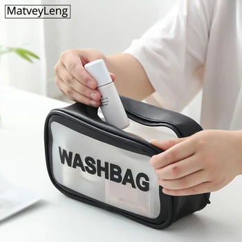 

Traveling Cute PU Cosmetic Bag Waterproof Handle Transparent PVC Toiletry Bag Cosmetic Bag Storage Bag