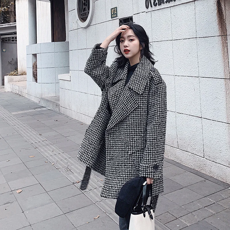 

Photo Shoot Thousands of Birds Sub-Woolen Jacket Autumn And Winter New Style 2019 Popular Graceful Woolen Overcoat Women's Short